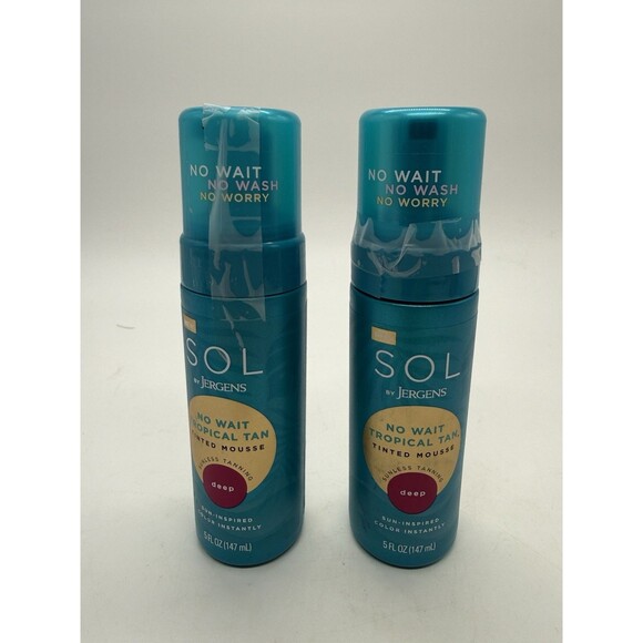 2PK SOL By Jergens No Wait Tropical Tan Tinted Mouse ~ Deep ~ 5 FL OZ EA Dark - Picture 1 of 6